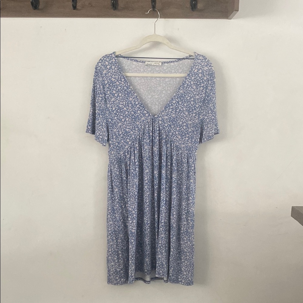 Pull&Bear Blue Floral Midi Dress